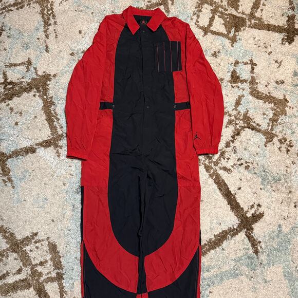 Air Jordan Nike Flight Suit Romper Tracksuit Size M Red/Black - Picture 1 of 5